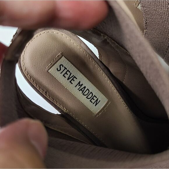 Steve Madden Booties Womens Size 8 Tan Open Toe Block Heel Ferris Boots - Picture 7 of 9